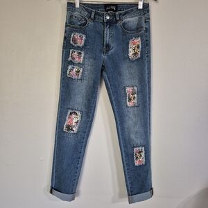 Joseph Ribkoff Patchwork Sequined Skinny Jeans Size 6